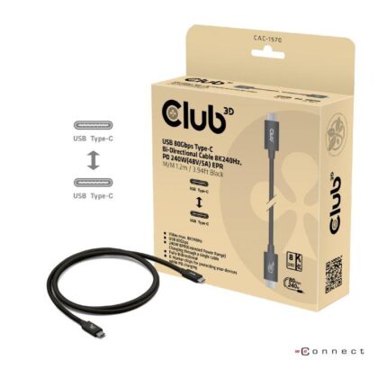 Club3D Usb-C To Usb-C 1.2M/Black Cac-1570