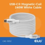 Club3D Usb-C To Usb-C 2M/Magnetic White Cac-3032