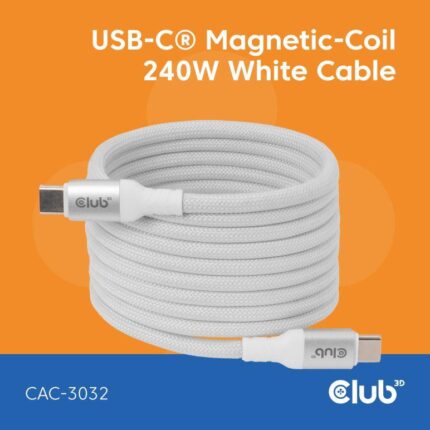 Club3D Usb-C To Usb-C 2M/Magnetic White Cac-3032