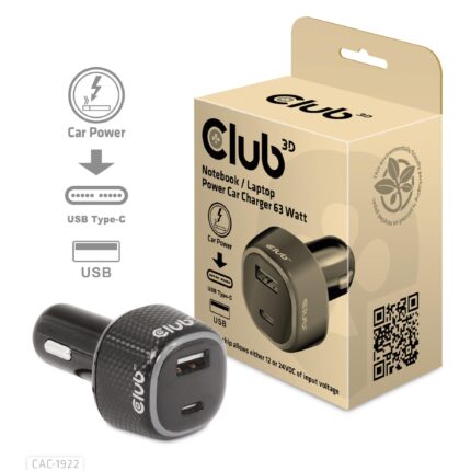 Club3D Nb Car Usb+Usb-C/63W Cac-1922