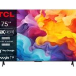 TV Set|TCL|75"|4K/Smart|3840x2160|Wireless LAN|Bluetooth|Google TV|75V6B