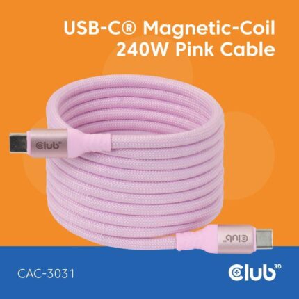 Club3D Usb-C To Usb-C 2M/Magnetic Pink Cac-3031