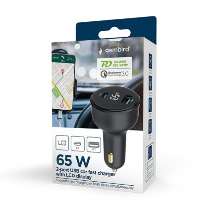 Gembird Mobile Car Usb 2Port/Ta-Uc-Ac2Pd30Lcd-Car01