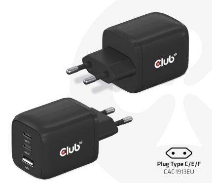Club3D Mobile Wall 3Port/Gan 65W Cac-1913Eu
