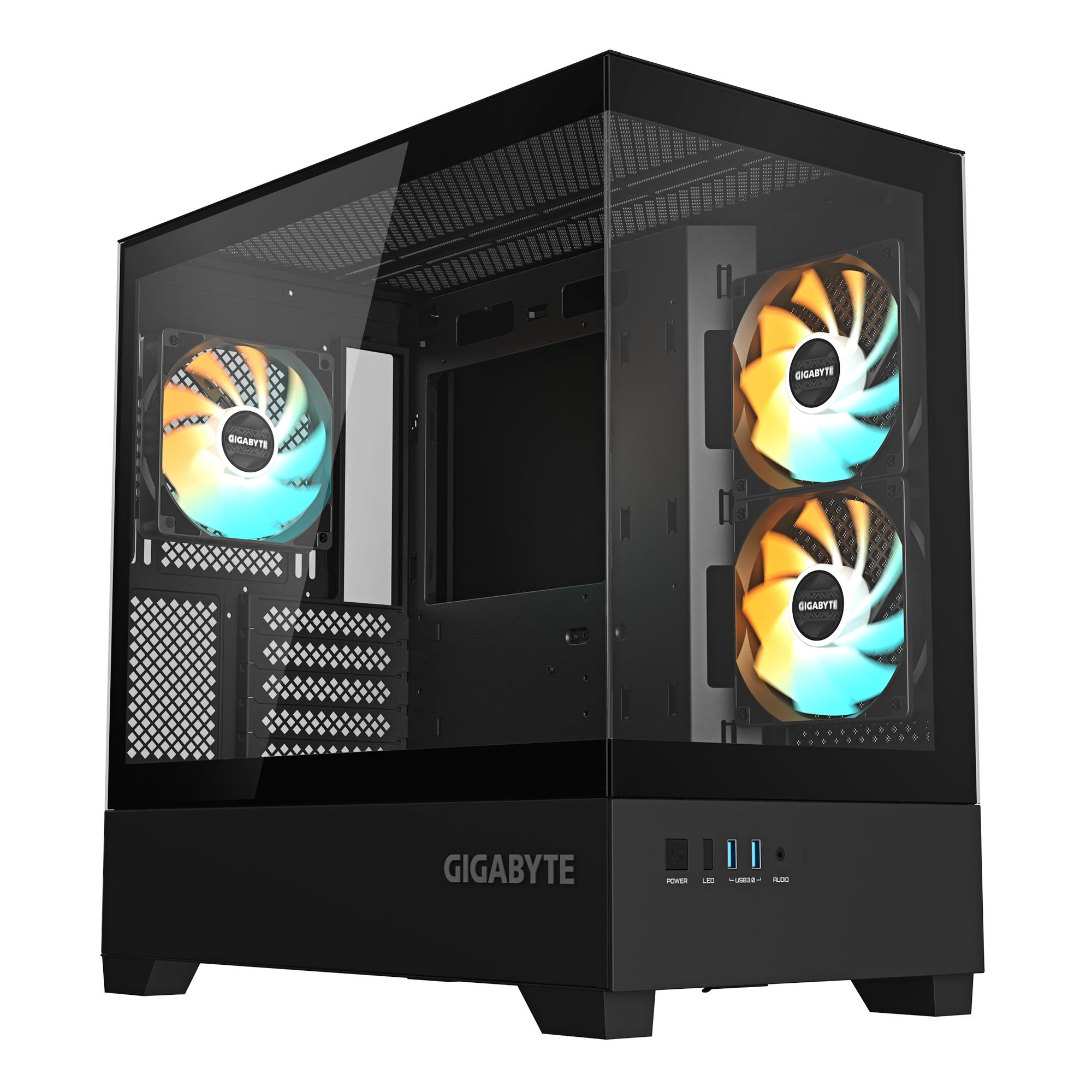 01f34a12-8743-40c8-9196-ddef46ee9a12-1 GIGABYTE Case|GIGABYTE|C201 PANORAMIC|MidiTower|Case product features Rackmountable/Removeable HDD basket/Transparent panel|Not included|MicroATX|MiniITX|Colour Black|GB-C201P - Image 1