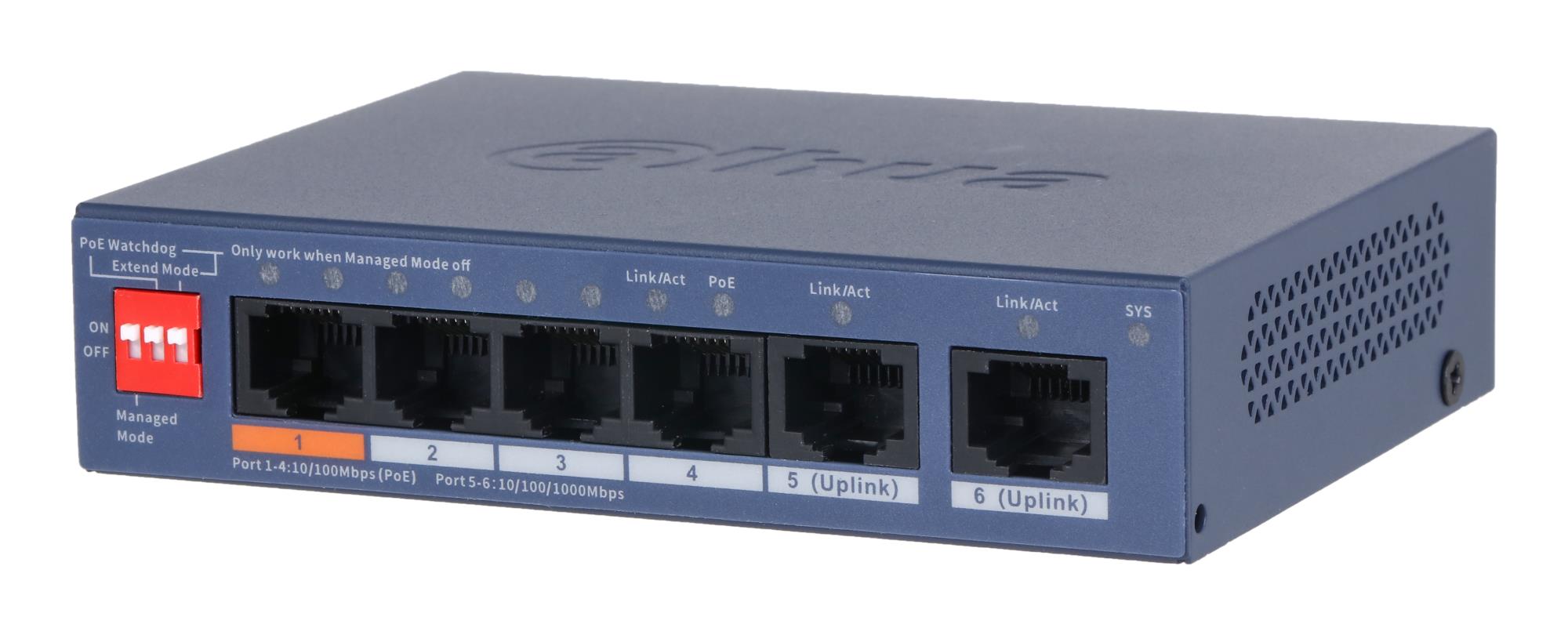 096d9019-1ff5-4f25-aa65-caaf95b173ea-1 DAHUA Switch|DAHUA|DH-CS4006-4ET2GT-60|Switch layer L2|2xRJ-45 ports|RJ-45 Ports Type Fast Ethernet (10/100)|4xGigabit Ethernet (copper) ports quantity|Power over Ethernet (PoE) Yes|4xPower over Ethernet (PoE) ports quantity|Total Power over Ethernet (PoE) budget 60 W|CS4006-4ET2GT-60 - Image 1