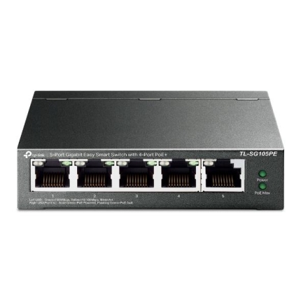 TP-LINK Switch|TP-LINK|Desktop/pedestal|5x10Base-T / 100Base-TX / 1000Base-T|PoE ports 4|TL-SG105PE