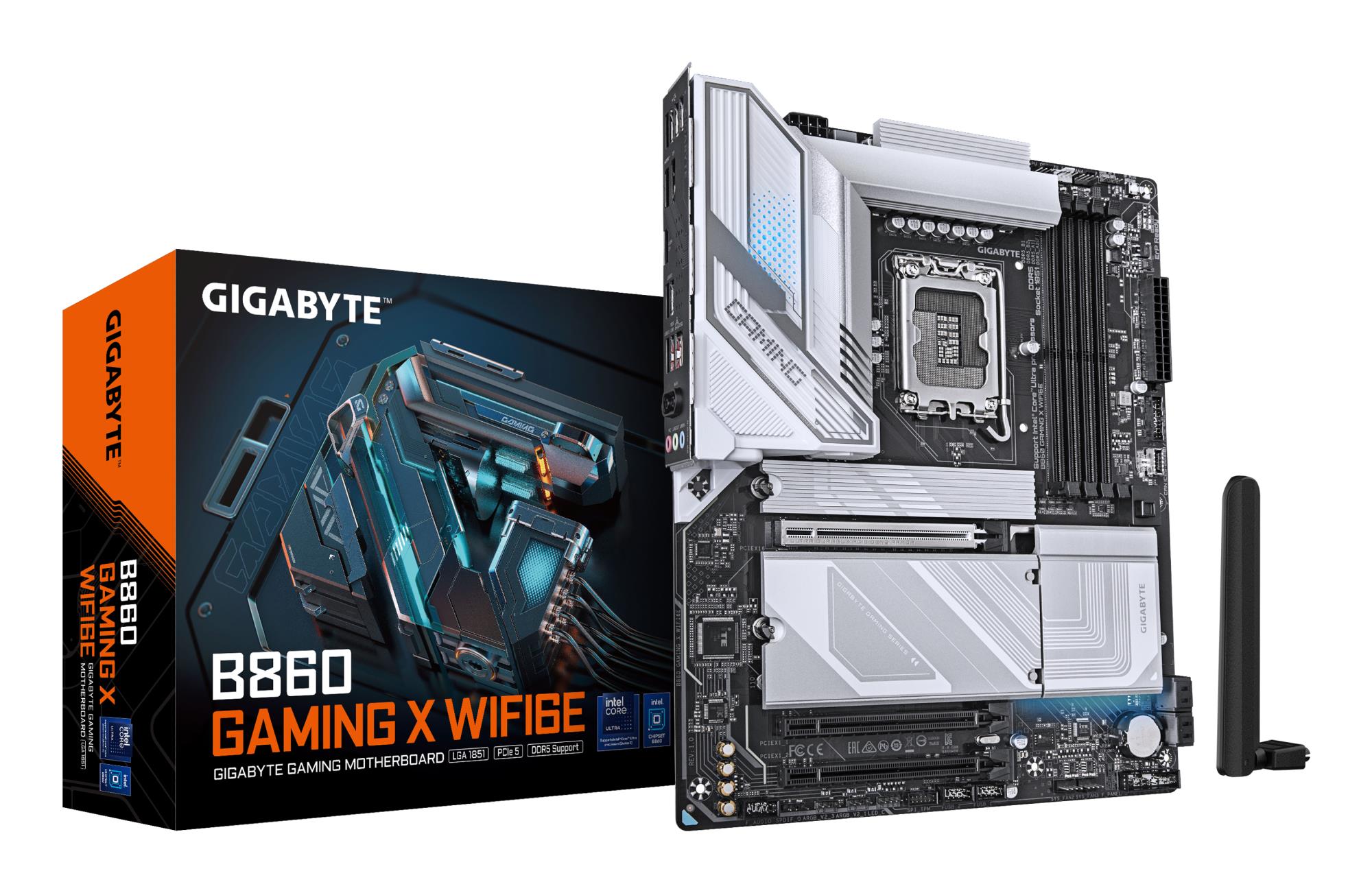 119402bb-4145-4eae-81b4-90426d8e8dba-1 GIGABYTE Mainboard|GIGABYTE|Intel B860 Express|LGA1851|ATX|Memory DDR5|Memory slots 4|1xPCI-Express 16x|2xM.2|1xHDMI|1xDisplayPort|1xAudio-In|1xAudio-Out|1xMicrophone|5xUSB 2.0|3xUSB 3.2|1xUSB-C|1xRJ45|B860GAMINGXWIFI6E1.0 - Image 1