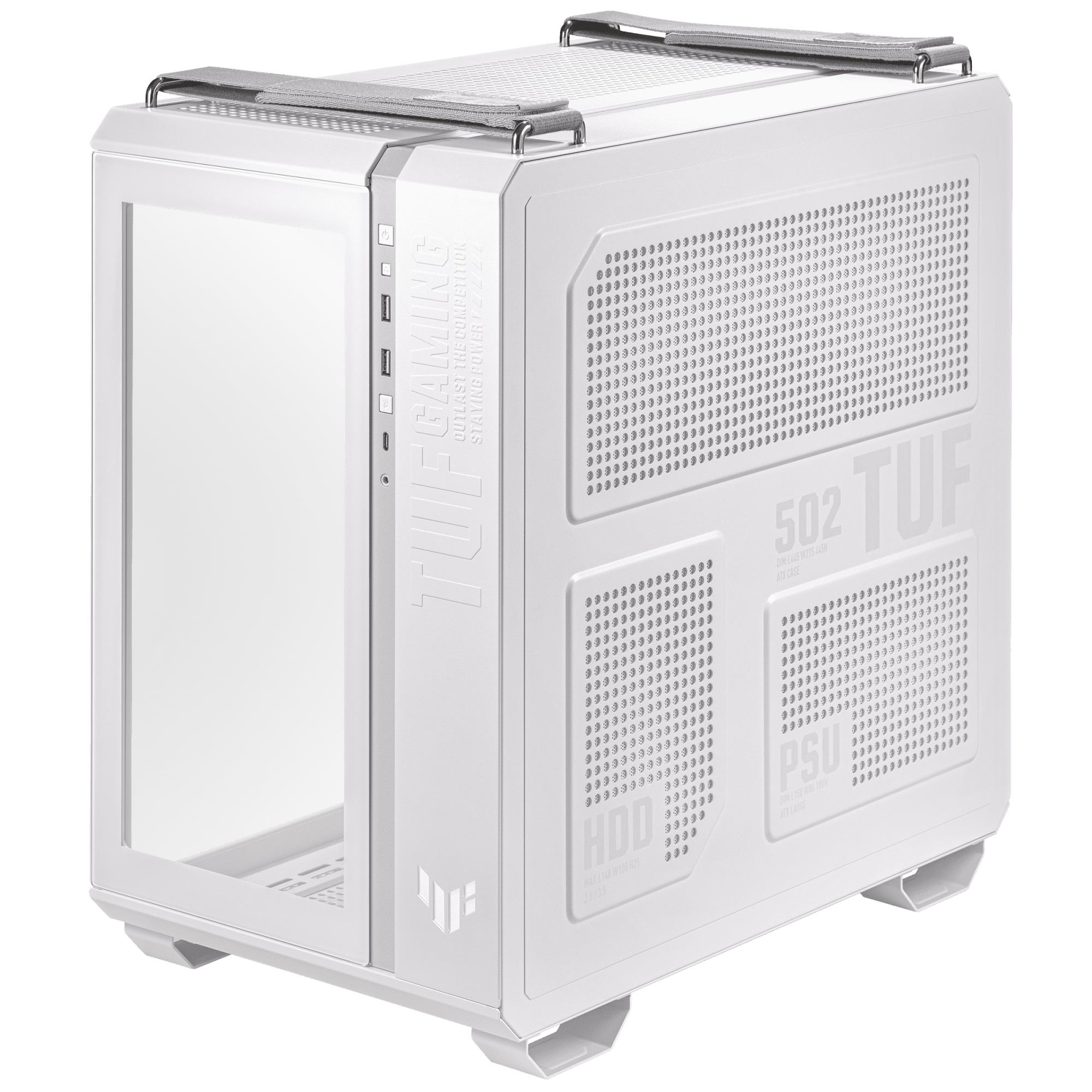 1913a4b7-4274-4880-94fe-0b616be6ec5e-1 ASUS Case|ASUS|TUF Gaming GT502|MidiTower|Case product features Transparent panel|Not included|ATX|MicroATX|MiniITX|Colour White|GAMGT502PLUS/TGARGBWH - Image 1