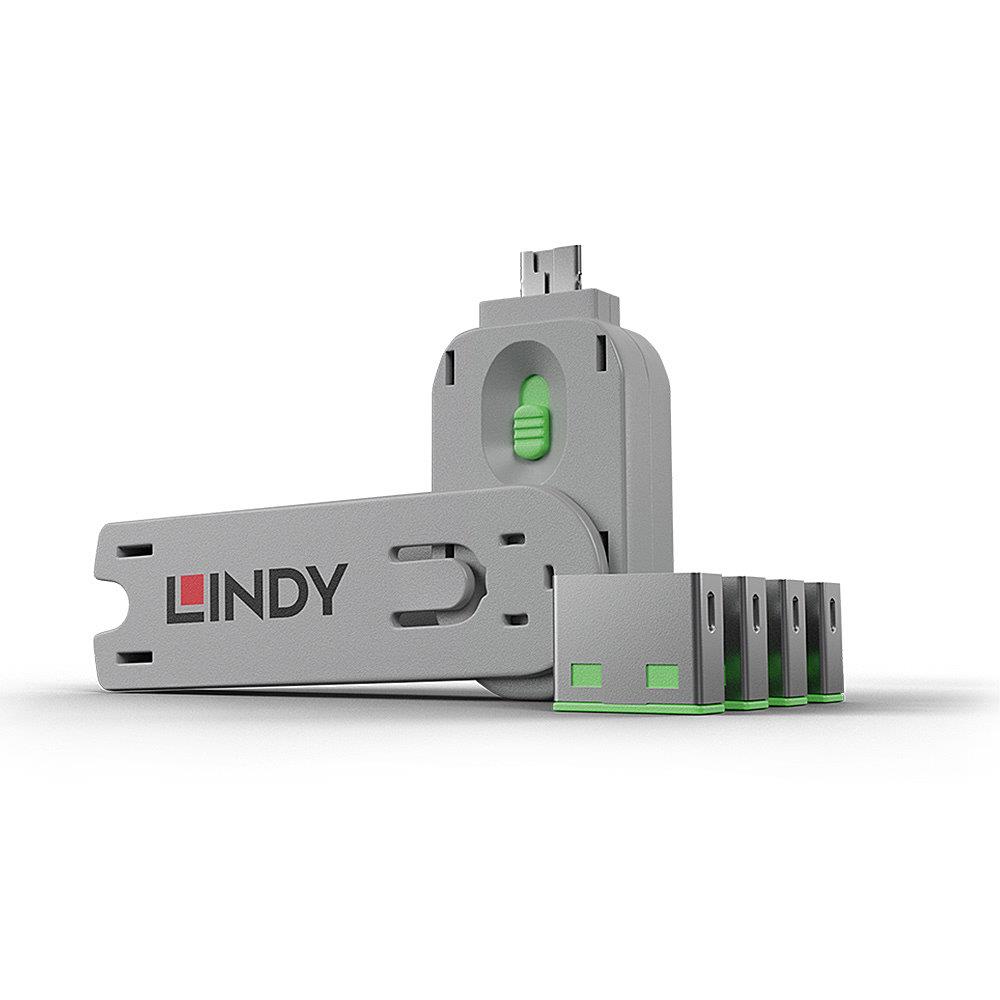 1da476f5-0453-40ea-82e7-666b6a00be9f-1 LINDY USB PORT BLOCKER 4PACK/GREEN 40451 LINDY - Image 1