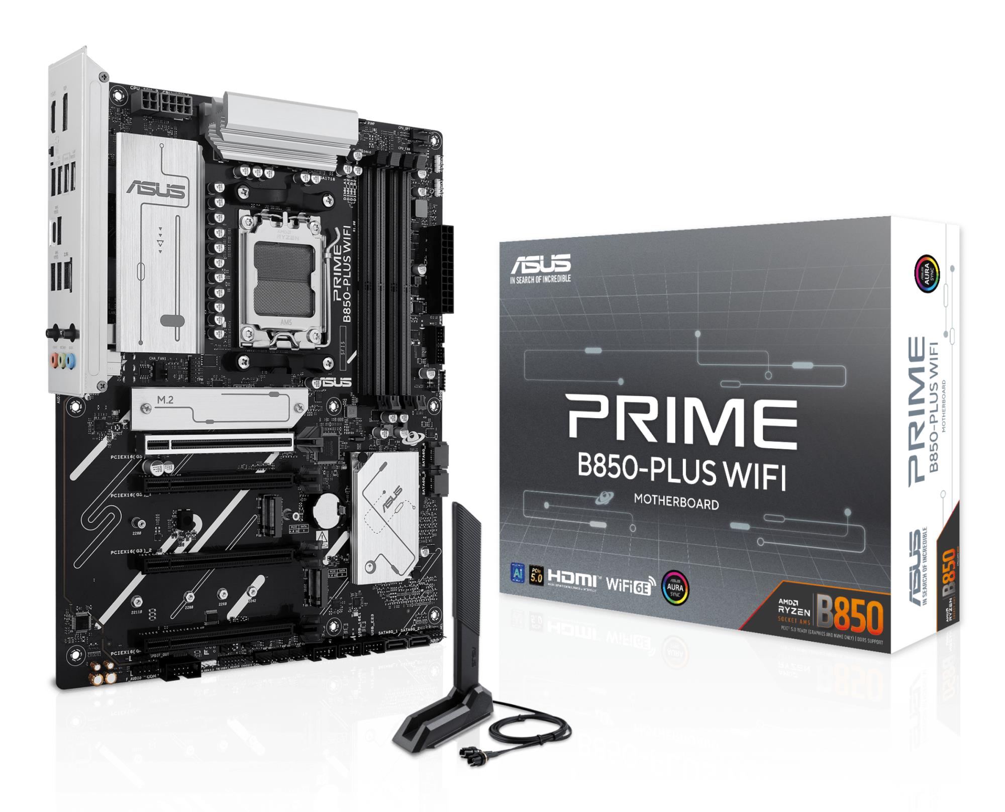 243a2e7f-e4df-41c4-9248-bf86b5e1c463-1 ASUS Mainboard|ASUS|AMD B850|SAM5|ATX|Memory DDR5|Memory slots 4|2xPCI-Express 3.0 16x|1xPCI-Express 4.0 16x|1xPCI-Express 5.0 16x|3xM.2|1xHDMI|1xDisplayPort|3xUSB 2.0|5xUSB 3.2 type B|2xUSB-C|3xAudio port|PRIMEB850-PLUSWIFI - Image 1