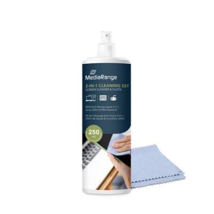 MEDIARANGE CLEANING LIQUID SCREEN 250ML/WITH CLOTH MR721 MEDIARANGE