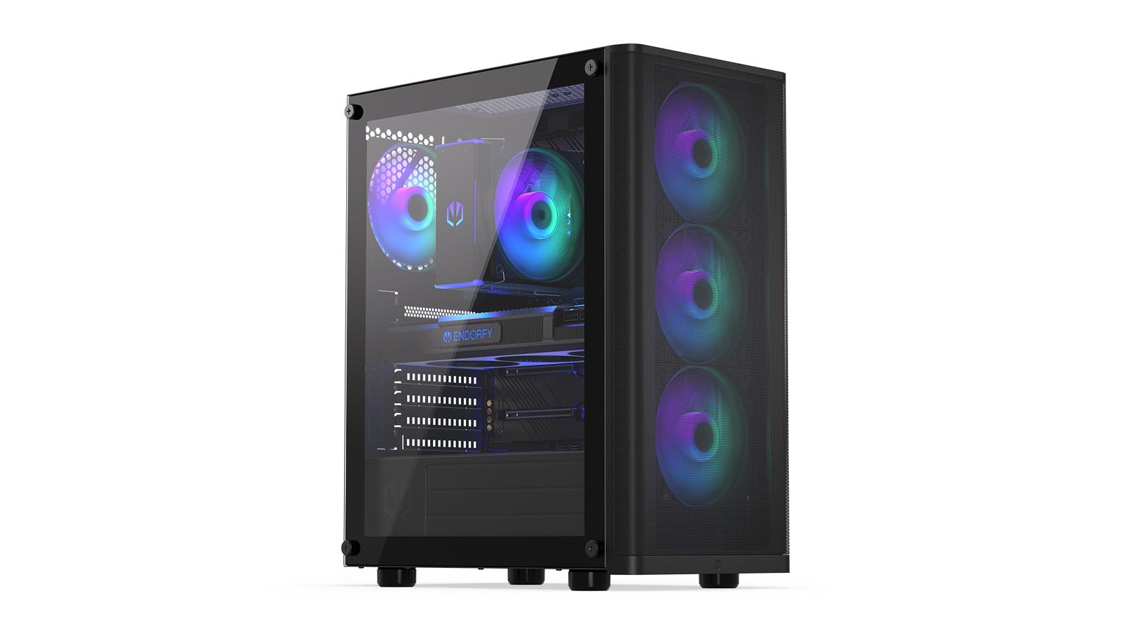 2cb0d684-b959-402b-91b8-eaa5fa85b687-1 ENDORFY Case|ENDORFY|Ventum 200 ARGB|MidiTower|Case product features Transparent panel|Not included|ATX|MicroATX|MiniITX|Colour Black|EY2A014 - Image 1