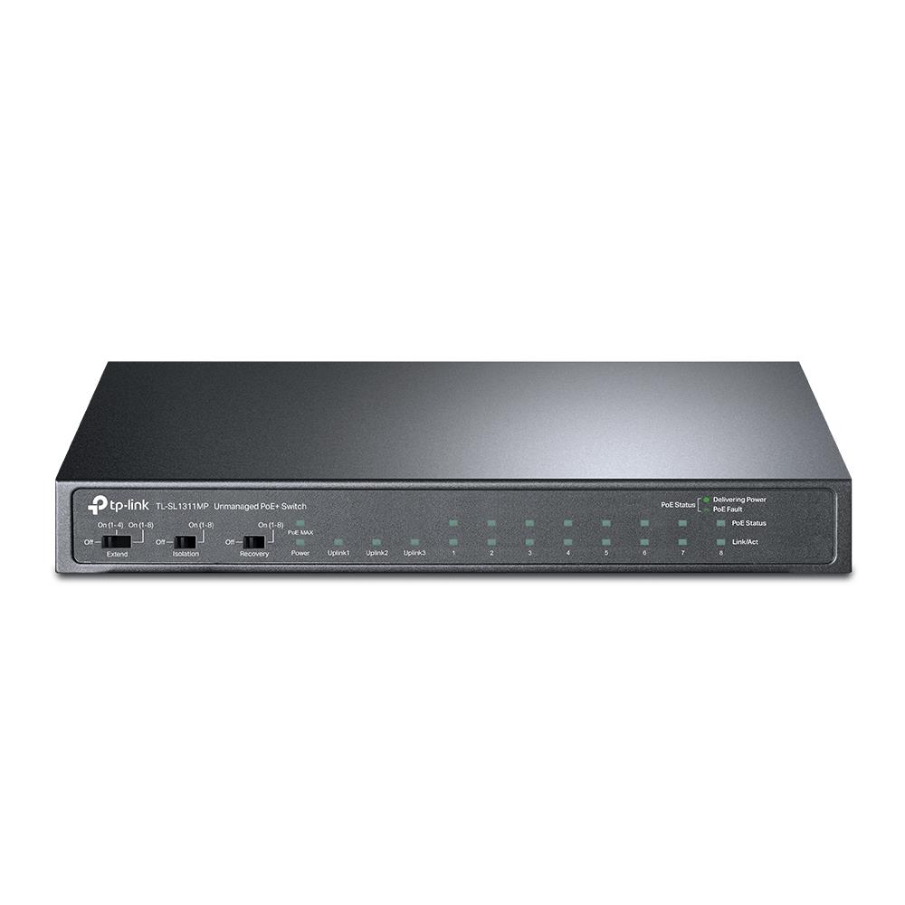 30f21d76-8863-447c-835a-301fe084152d-1 TP-LINK Switch|TP-LINK|1x10Base-T / 100Base-TX|PoE+ ports 8|124 Watts|TL-SL1311MP - Image 1