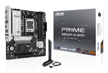 ASUS Mainboard|ASUS|AMD B850|SAM5|Micro-ATX|Memory DDR5|Memory slots 4|1xPCI-Express 4.0 16x|1xPCI-Express 5.0 16x|3xM.2|1xHDMI|2xDisplayPort|4xUSB 2.0|4xUSB 3.2|1xRJ45|3xAudio port|PRIMEB850M-AWIFI