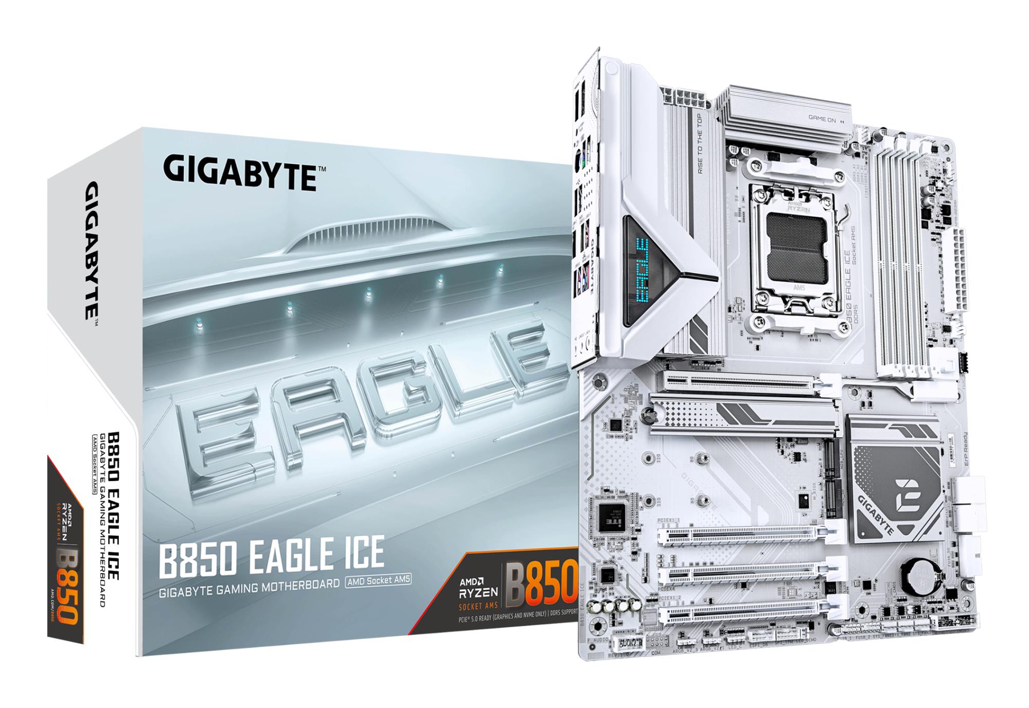 349df634-8902-4638-9598-ecea1efaa1af-1 GIGABYTE Mainboard|GIGABYTE|AMD B850|SAM5|ATX|Memory DDR5|Memory slots 4|2xPCI-Express 3.0 1x|1xPCI-Express 4.0 4x |1xPCI-Express 5.0 16x|3xM.2|1xHDMI|1xDisplayPort|4xUSB 2.0|2xUSB 3.2|1xUSB-C|1xRJ45|3xAudio port|B850EAGLEICE - Image 1