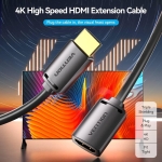 CABLE HDMI MALE/FEMALE 4K/0.5M BLACK AHCBD VENTION - Image 2
