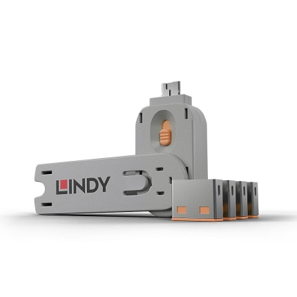 LINDY USB PORT BLOCKER 4PACK/ORANGE 40453 LINDY