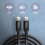 CABLE USB-C TO USB-C 3M 60W/HQ BLACK BUCM-CM30AB AXAGON - Image 2