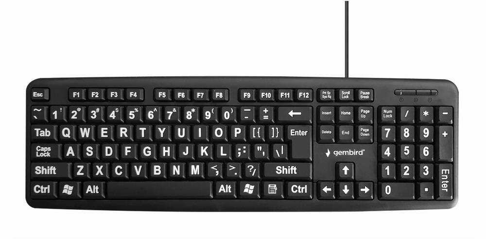 4c243918-9c40-411b-84b3-ce8de525faa0 KEYBOARD STANDART USB ENG BIG/LETT. BLACK KB-US-103 GEMBIRD - Image 1