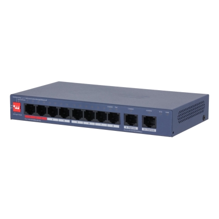 DAHUA Switch|DAHUA|DH-CS4010-8ET2GT-110|Switch layer L2|8xRJ-45 ports|RJ-45 Ports Type Fast Ethernet (10/100)|2xGigabit Ethernet (copper) ports quantity|8xPower over Ethernet (PoE) ports quantity|Total Power over Ethernet (PoE) budget 110 W|CS4010-8ET2GT-110