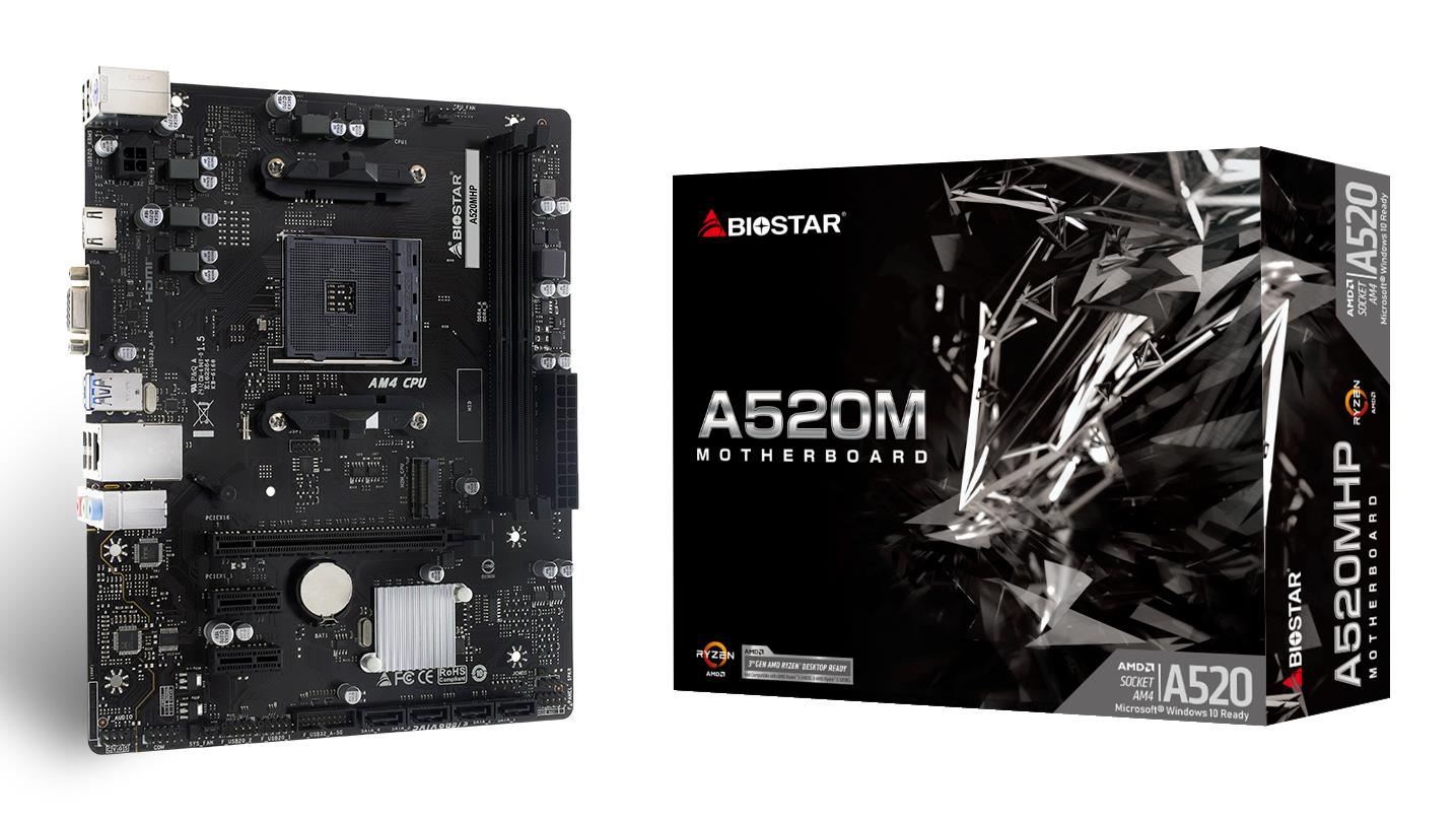 4f6ed812-403a-4b6c-8235-30f0667dc3dd-1 BIOSTAR Mainboard|BIOSTAR|AMD A520|SAM4|Micro-ATX|Memory DDR4|Memory slots 2|2xPCI-Express 3.0 1x|1xPCI-Express 3.0 16x|1xM.2|1x15pin D-sub|1xHDMI|4xUSB 2.0|2xUSB 3.2|1xPS/2|1xRJ45|3xAudio port|A520MHP - Image 1