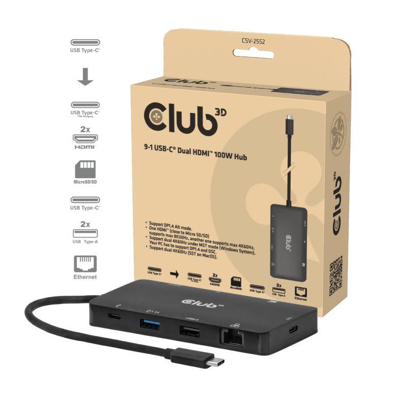 53b30af5-6286-4df5-bbc0-250aa0012c5e-1 CLUB3D I/O HUB 9IN1 USB-C/100W CSV-2552 CLUB3D - Image 1
