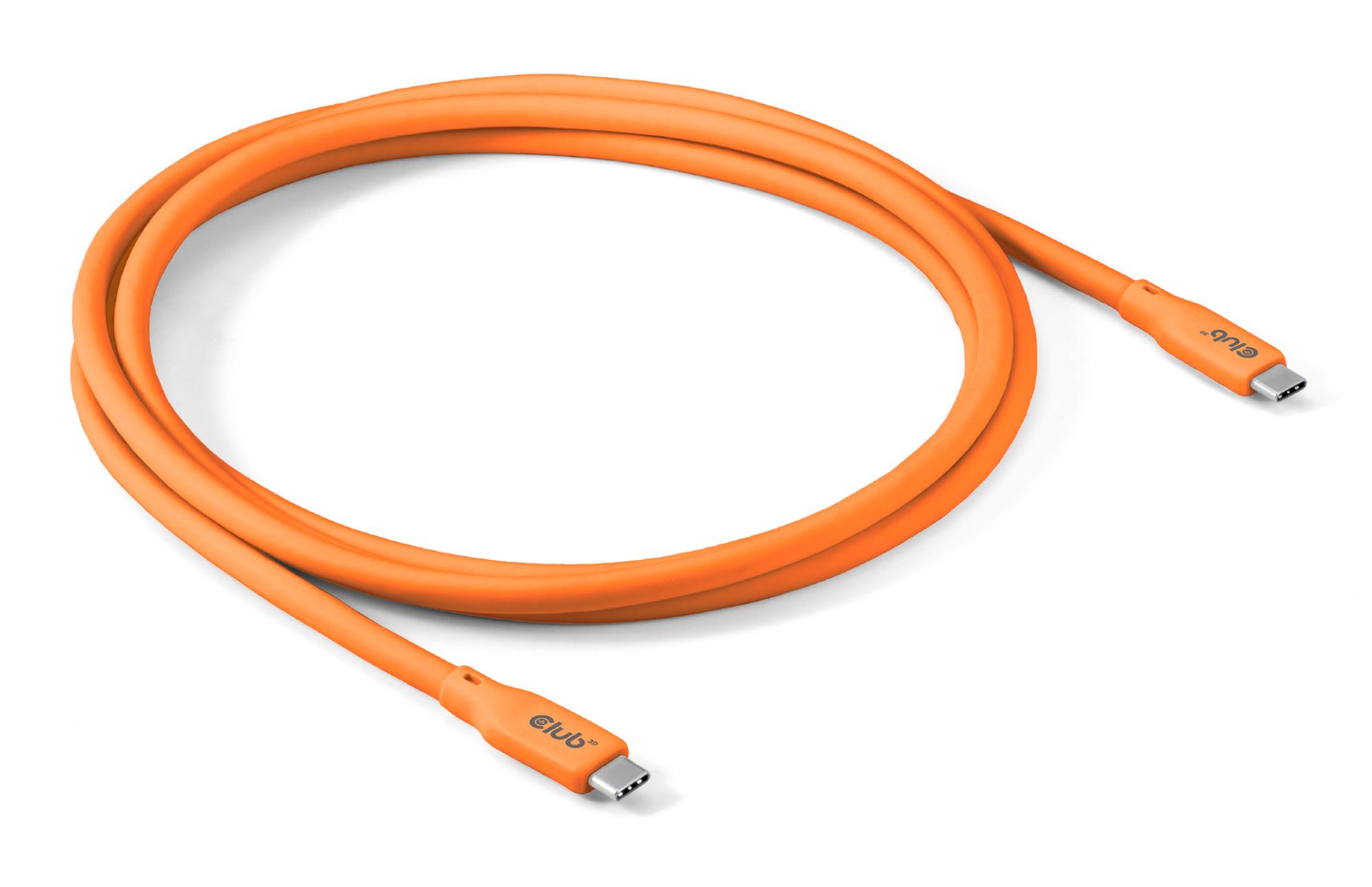5556db24-f5f1-4080-bcb8-683ac2766821 CLUB3D CABLE USB-C TO USB-C 2M/M/M ORANGE CAC-3000 CLUB3D - Image 1