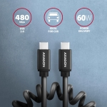 CABLE USB-C TO USB-C 1.1M 60W/TWISTER BLK BUCM-CM20TB AXAGON - Image 2