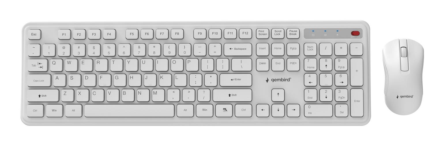 609aed10-3bf3-4fd9-9168-6f5cfd733884-1 GEMBIRD KEYBOARD +MOUSE WRL ENG/WH KBS-WPS-01-W GEMBIRD - Image 1