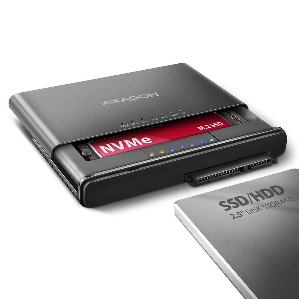 67117fba-62f4-4da9-b70d-025b8f7e88f9-1 AXAGON SSD ACC ADAPTER USB-C/M.2&SATA/10GBPS 0.1M ADSA-CC AXAGON - Image 1