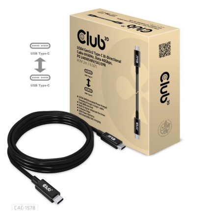 CLUB3D CABLE USB-C BI-DIRECTIONAL 2M/M/M CAC-1578 CLUB3D