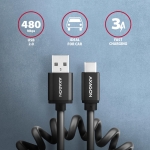 CABLE USB-C TO USB2.0 0.6M/TWISTER BLK BUCM-AM10TB AXAGON - Image 2