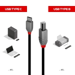 CABLE USB2 C-B 1M/ANTHRA 36941 LINDY - Image 3