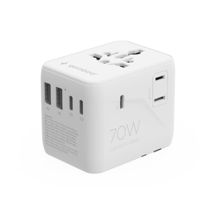 GEMBIRD POWER ADAPTER TRAVEL 70W/WHITE TPA-2A3C70-01-W GEMBIRD