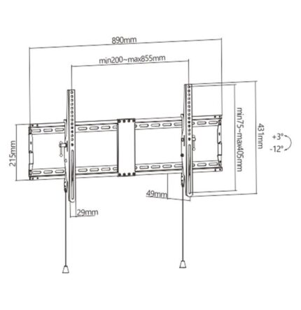 GEMBIRD TV SET ACC WALL MOUNT 43-90"/WM-90T-01 GEMBIRD