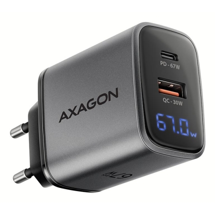 AXAGON MOBILE CHARGER WALL USB 67W/GAN 2PORT ACU-PQ67D AXAGON