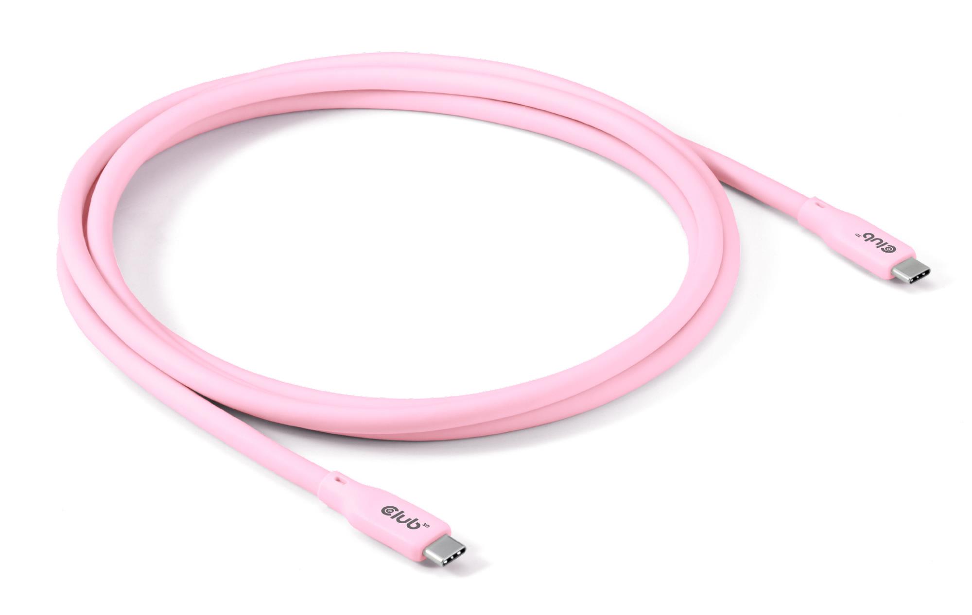 81b9af14-342b-42da-bf3c-231bd4caa24b CLUB3D CABLE USB-C TO USB-C 2M/M/M PINK CAC-3002 CLUB3D - Image 1
