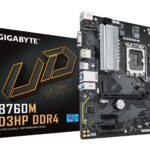 GIGABYTE Mainboard|GIGABYTE|Intel B760 Express|LGA1700|Micro-ATX|Memory DDR4|Memory slots 4|2xPCI-Express 3.0 1x|1xPCI-Express 4.0 16x|2xM.2|1x15pin D-sub|1xHDMI|1xDisplayPort|6xUSB 2.0|5xUSB 3.2|1xUSB-C|1xPS/2|1xRJ45|3xAudio port|B760MD3HPDDR4