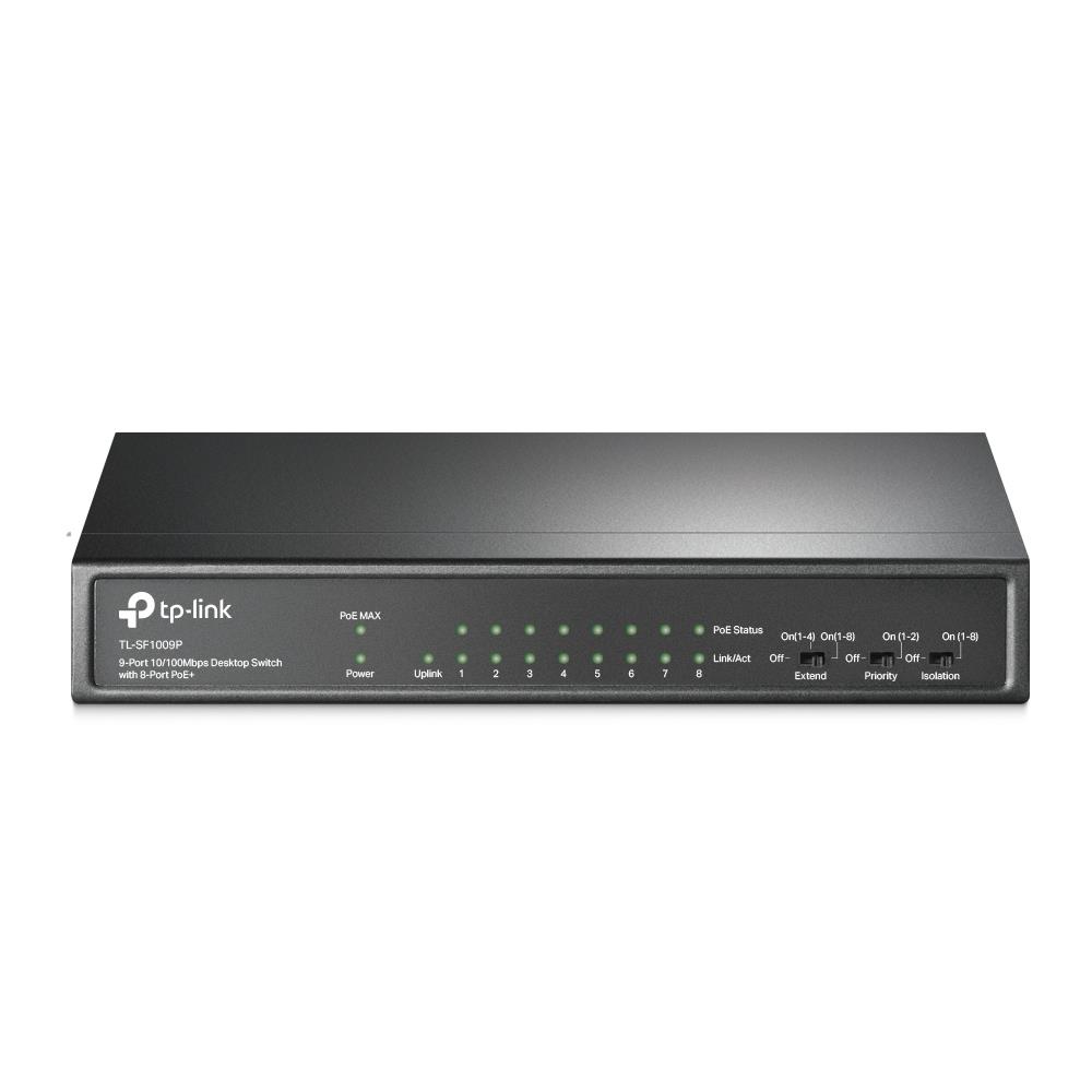 88634593-7fa3-4425-96b8-7b9e56bdf0f2-1 TP-LINK Switch|TP-LINK|Desktop/pedestal|9x10Base-T / 100Base-TX|PoE+ ports 8|TL-SF1009P - Image 1
