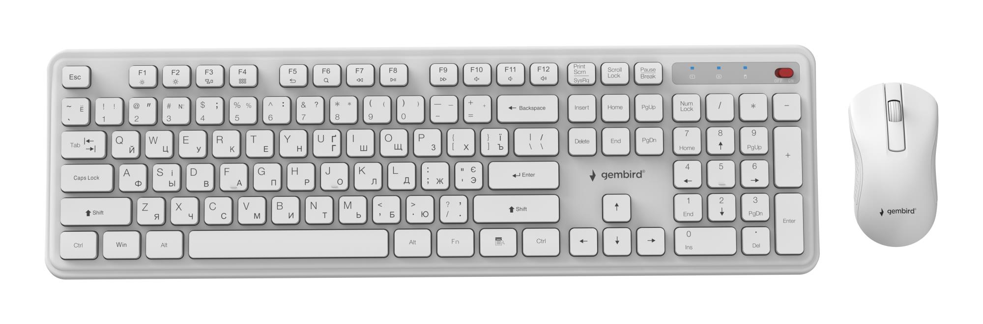 90c5756d-a7b2-4664-b72b-09d0d5201134-1 GEMBIRD KEYBOARD +MOUSE WRL CYRILLIC/WH KBS-WPS-01-W-CYRL GEMBIRD - Image 1