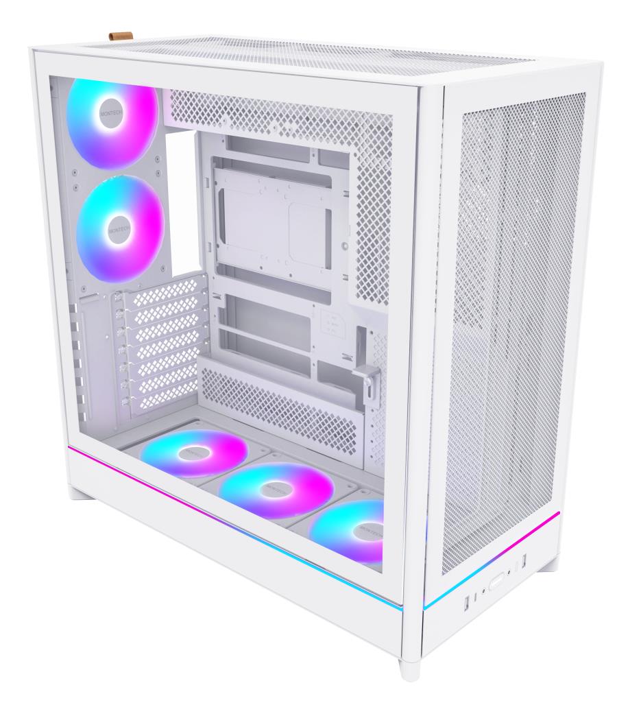 957fe563-864a-46c3-a842-4f20a59cfbb9-1 MONTECH Case|MONTECH|HS01 PRO|MidiTower|Case product features Removeable HDD basket/Transparent panel|Not included|ATX|MicroATX|MiniITX|Colour White|HS01PRO(W) - Image 1