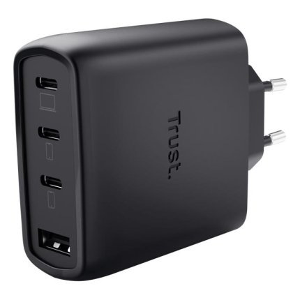 TRUST MOBILE CHARGER WALL MAXO 65W/4-PORT GAN BLACK 26067 TRUST