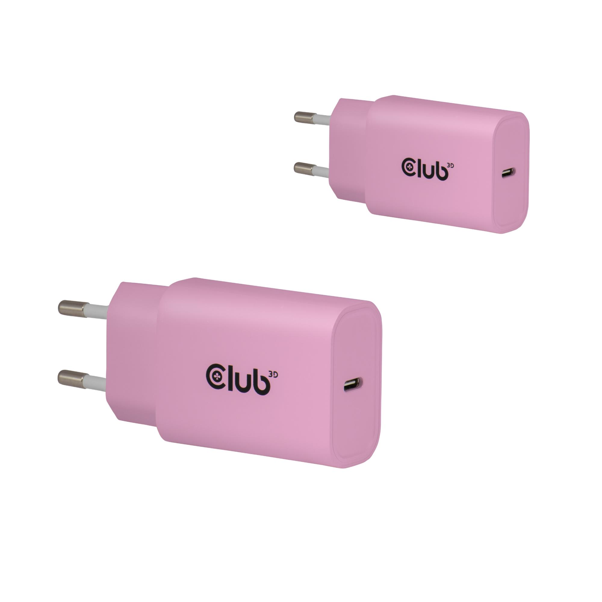 9acd768c-90a8-45c6-bf65-0410ce178a37 CLUB3D MOBILE CHARGER WALL USB-C/2PACK 30W PINK CAC-3021 CLUB3D - Image 1