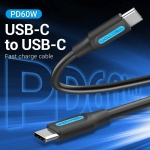 CABLE USB-C TO USB-C/1M BLACK COSBF VENTION - Image 2