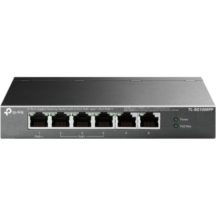 TP-LINK Switch|TP-LINK|TL-SG1006PP|Desktop/pedestal|6x10Base-T / 100Base-TX / 1000Base-T|PoE+ ports 4|TL-SG1006PP