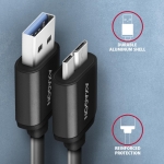 CABLE USB3.2 TO MICRO-B 1M/SPEED BLK BUMM3-AM10AB AXAGON - Image 3