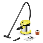KARCHER Vacuum Cleaner|KARCHER|Suction power 220 AW|Input power 1000 W|Dust capacity 15 L|Drum vacuum|Cleaning type Dry&wet|Dust container Dust bag|Colour Black/Yellow|1.628-054.0