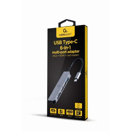 GEMBIRD I/O ADAPTER USB-C TO HDMI/USB3/6IN1 A-CM-COMBO6-02 GEMBIRD