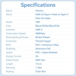 CABLE USB-C TO USB-C/2M PINK TRDPH VENTION - Image 13